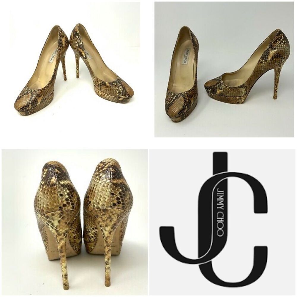 Jimmy Chootwo Tone Embossed Python Leather Platfo… - image 1